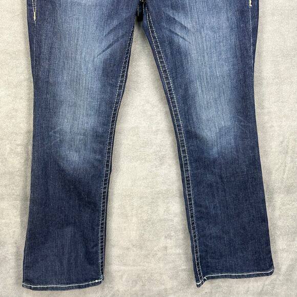 Ariat Jeans Womens 31R Blue Mid Rise Whipstitch Bootcut Country Western Rodeo - Picture 4 of 14